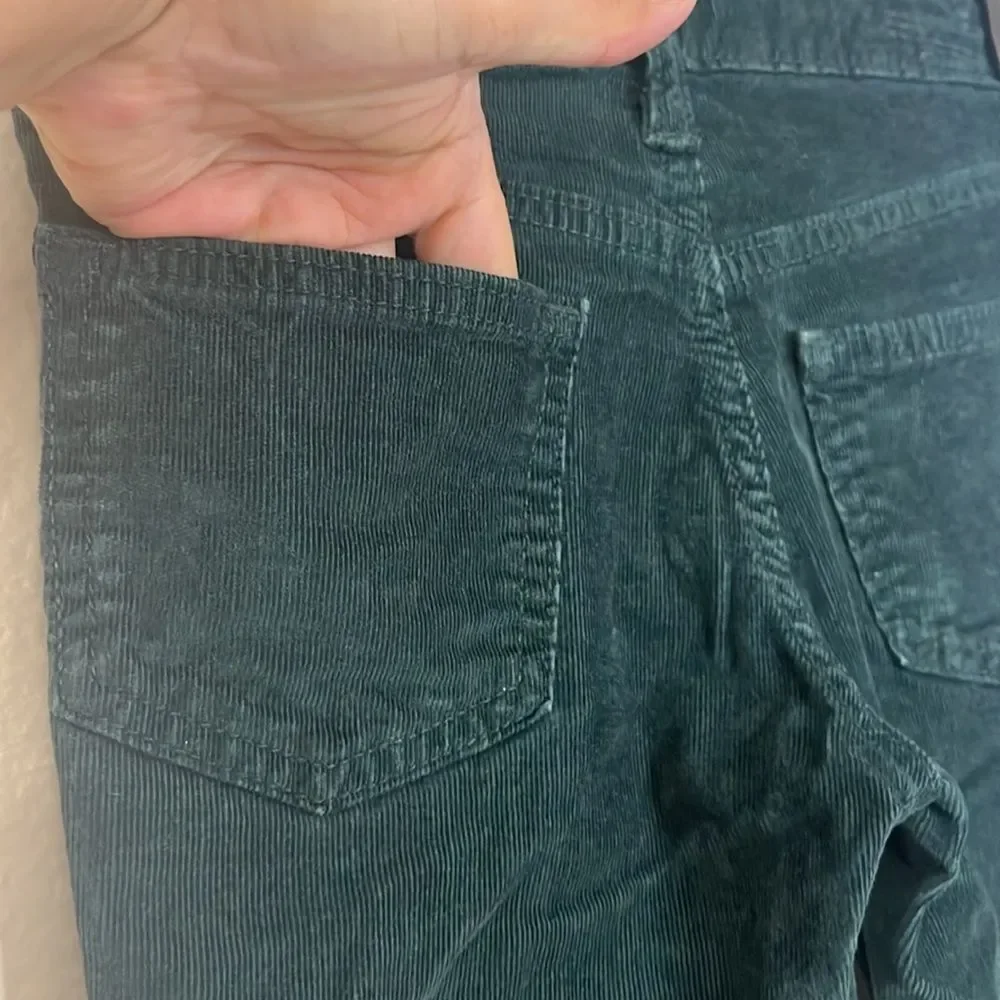 Old Navy High Rise Flare Pants Girls 7 Emerald Green Corduroy Soft Stretch